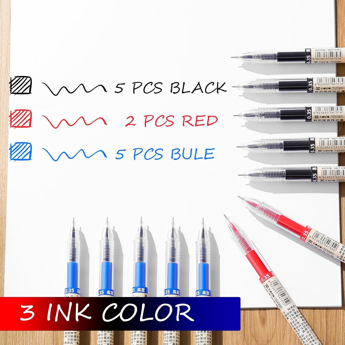 RIANCY Japanese Pens Gel Pens Ballpoint Liquid Ink Rollerball Black Gel Ink Pens