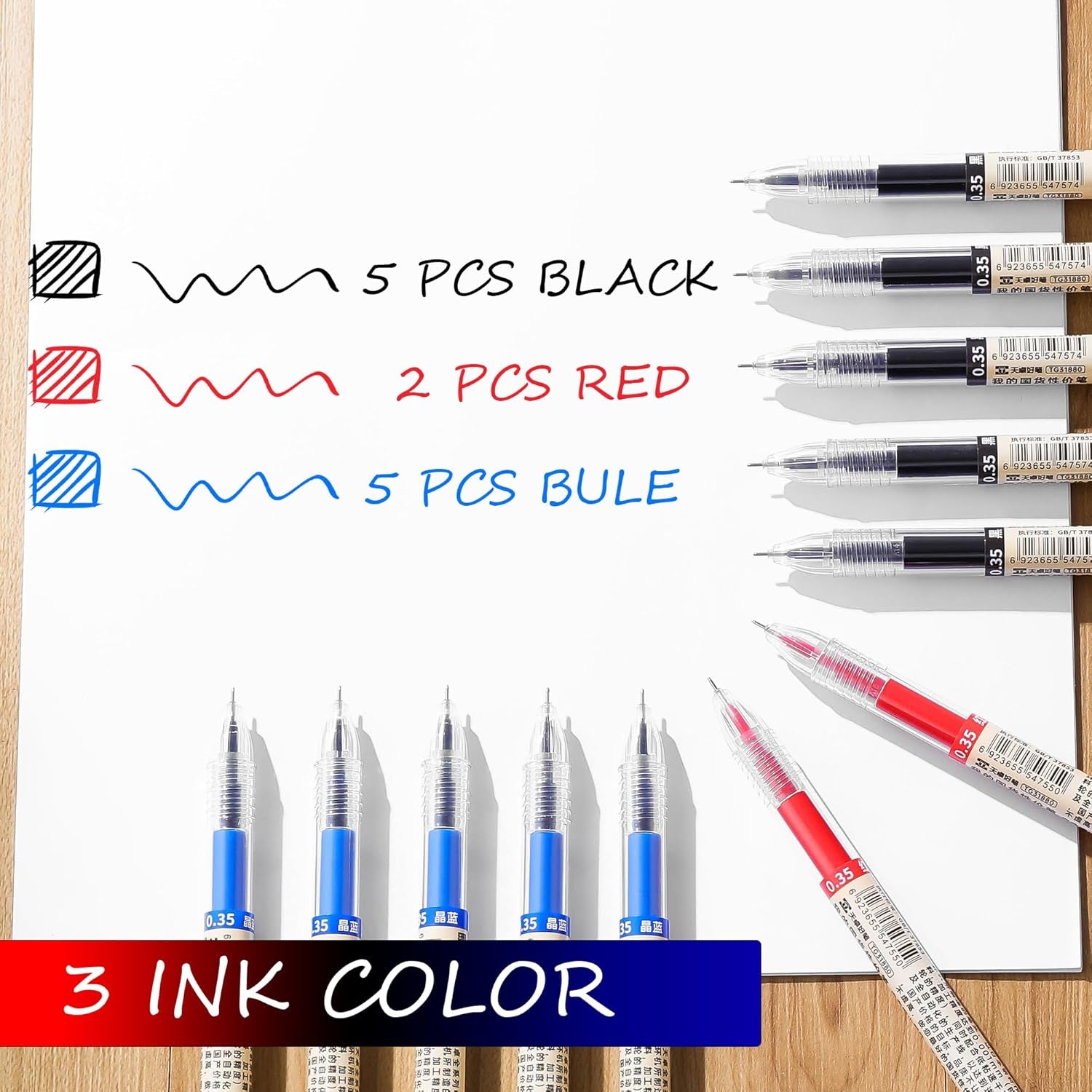 RIANCY Japanese Pens Gel Pens Ballpoint Liquid Ink Rollerball Black Gel Ink Pens