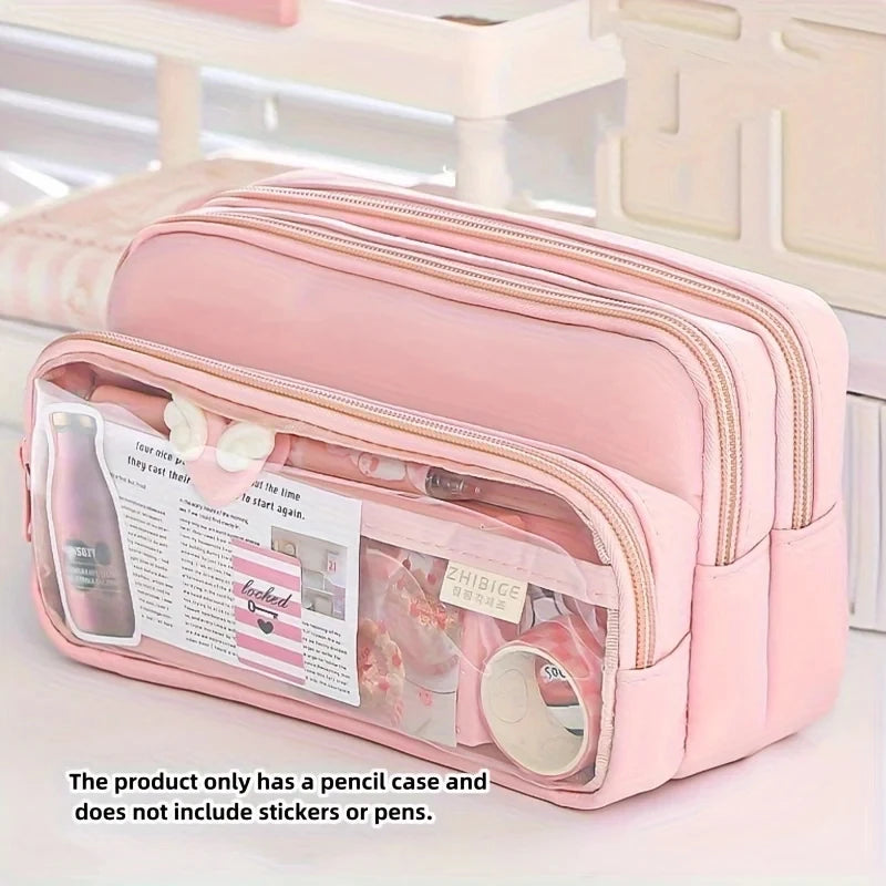 1Pcnew Large Capacity Stationery Bag, Stationery Pencil Steel Note Pen Storage Bag, Pencil Case, Portable Cosmetic Storage Bag