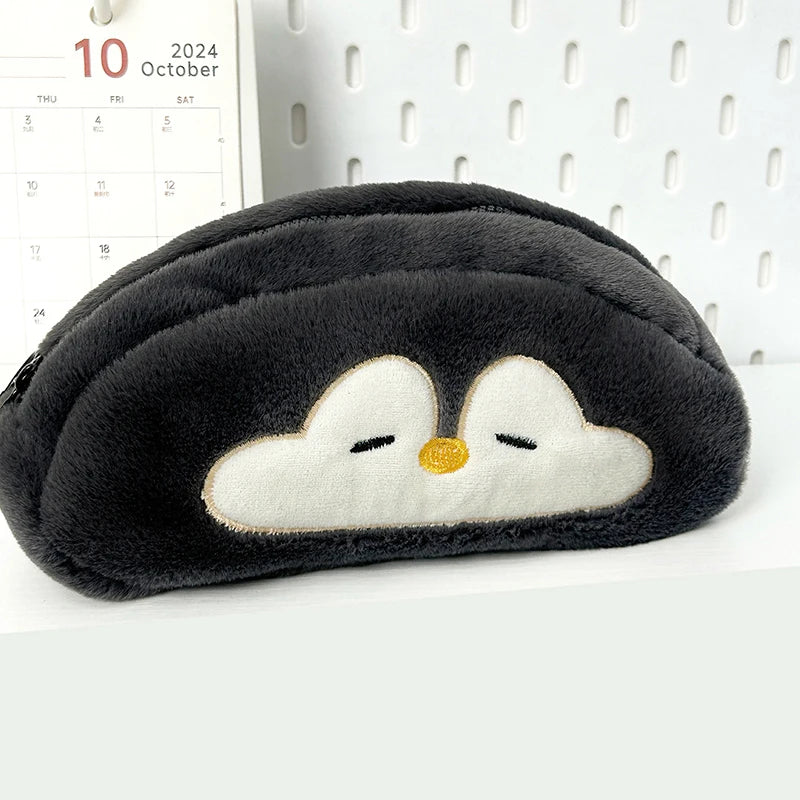 Cute Cartoon Plush Pencil Case Cosmetic Bag Portable Large Capacity Pen Pouch Stationery Storage Box School Office Supplies