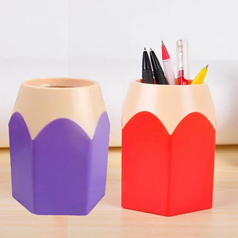 Pen Vase Pencil Pot Makeup Brush Holder Stationery Desk Tidy Container Plastic round Desk Organizer Pen Holder Pencil Stub
