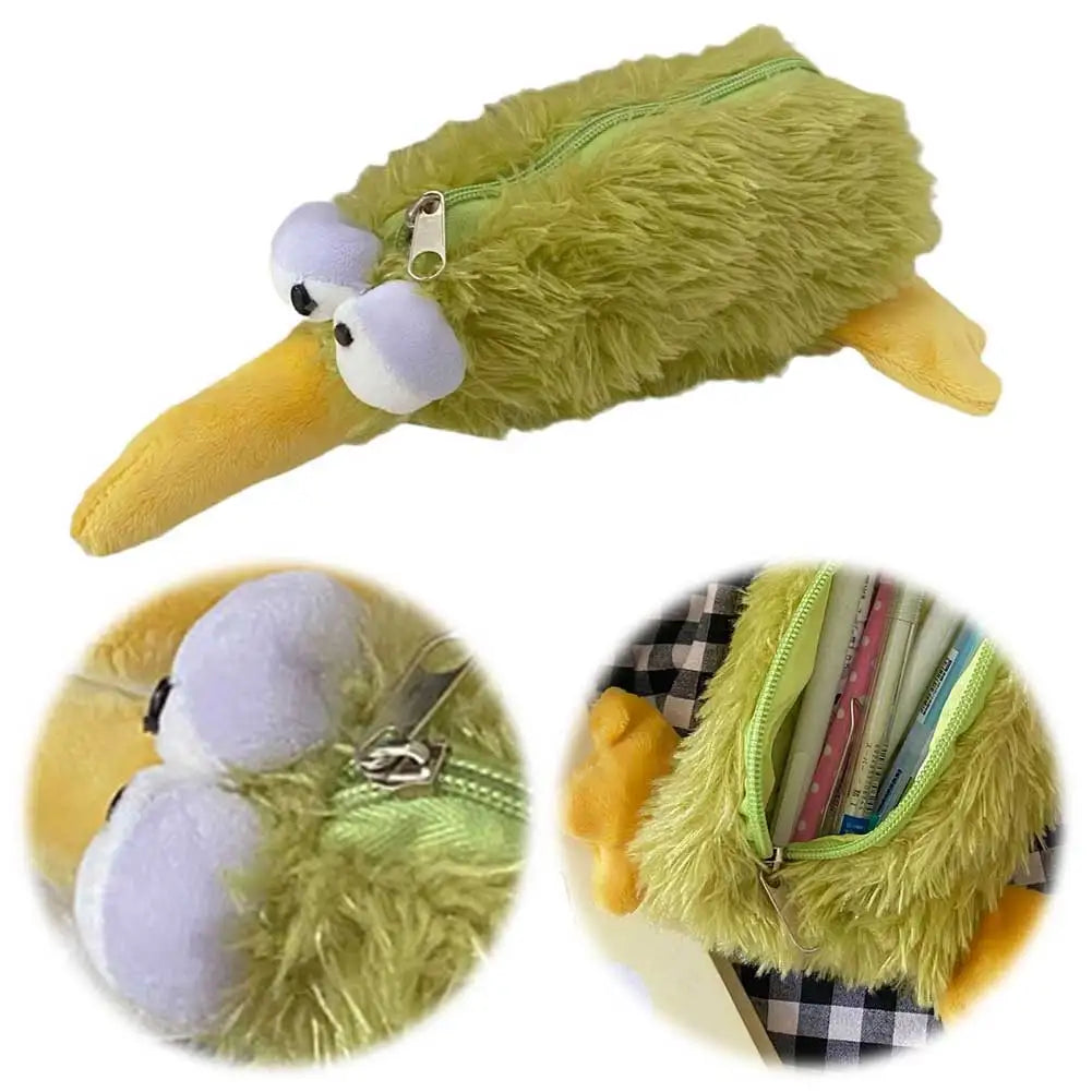 Kiwi Bird Pencil Case Bird Shaped Pencil Case Holds 20 Pens Pen Storage Bag Large Capacity Animal Pencilbag School Supplies
