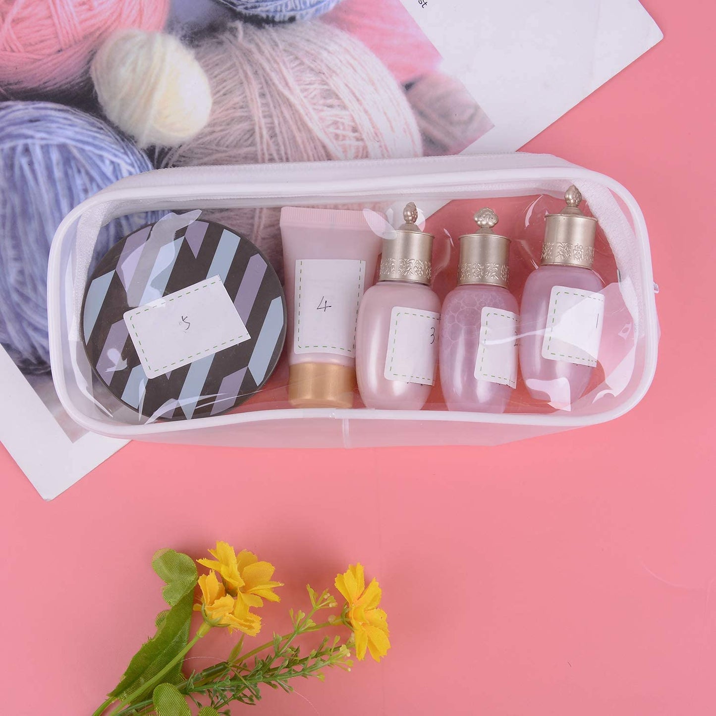 8 Pieces Clear Pencil Case PVC Makeup Pouch Zippered Pencil Case Toiletry Carry Pouch Big Capacity Bags Portable Pencil Bags for Women,Students,Men,Kids Gifts(White)