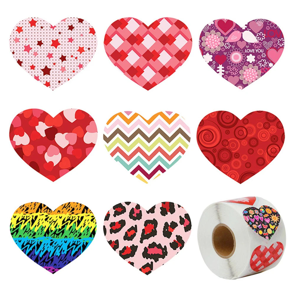 50-500Pcs Heart Shaped Label Sticker Scrapbooking Gift Packaging Seal Birthday Party Wedding Supply Stationery Sticker 1Inch