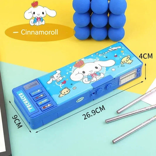 New  Stationery Box Kuromi Melody Stationery Box Password Lock Multi Functional Large Capacity Pencil Box Children'S Gift