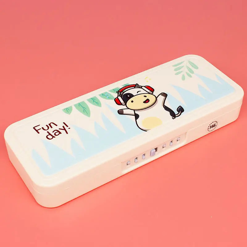 Password Lock Pencil Case Cartoon Animals Plastic Stationery Box School Pencil Cases for Children Pen Case Student Pen Box Gifts