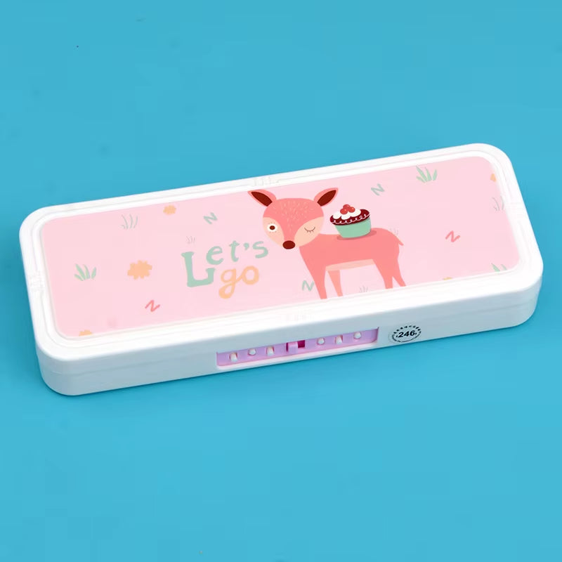 Password Lock Pencil Case Cartoon Animals Plastic Stationery Box School Pencil Cases for Children Pen Case Student Pen Box Gifts
