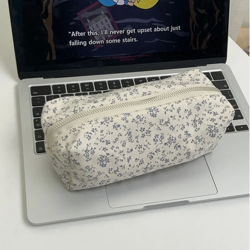 INS Floral Pen Bag Student Cartoon Cute Stationery Bag Large Capacity Pencil Case Multifunctional Stationery Organizer