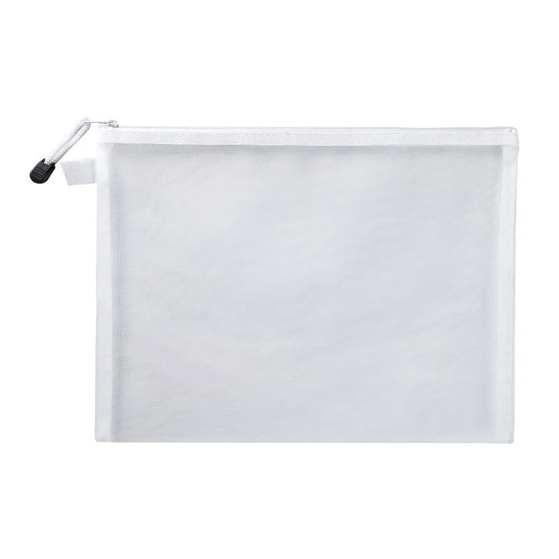 Nylon Mesh File Bag A4 A5 A6 Transparent Zipper Test Paper Information Bag Office Student Pen Bag Subject Bag Puzzle Storage Bag