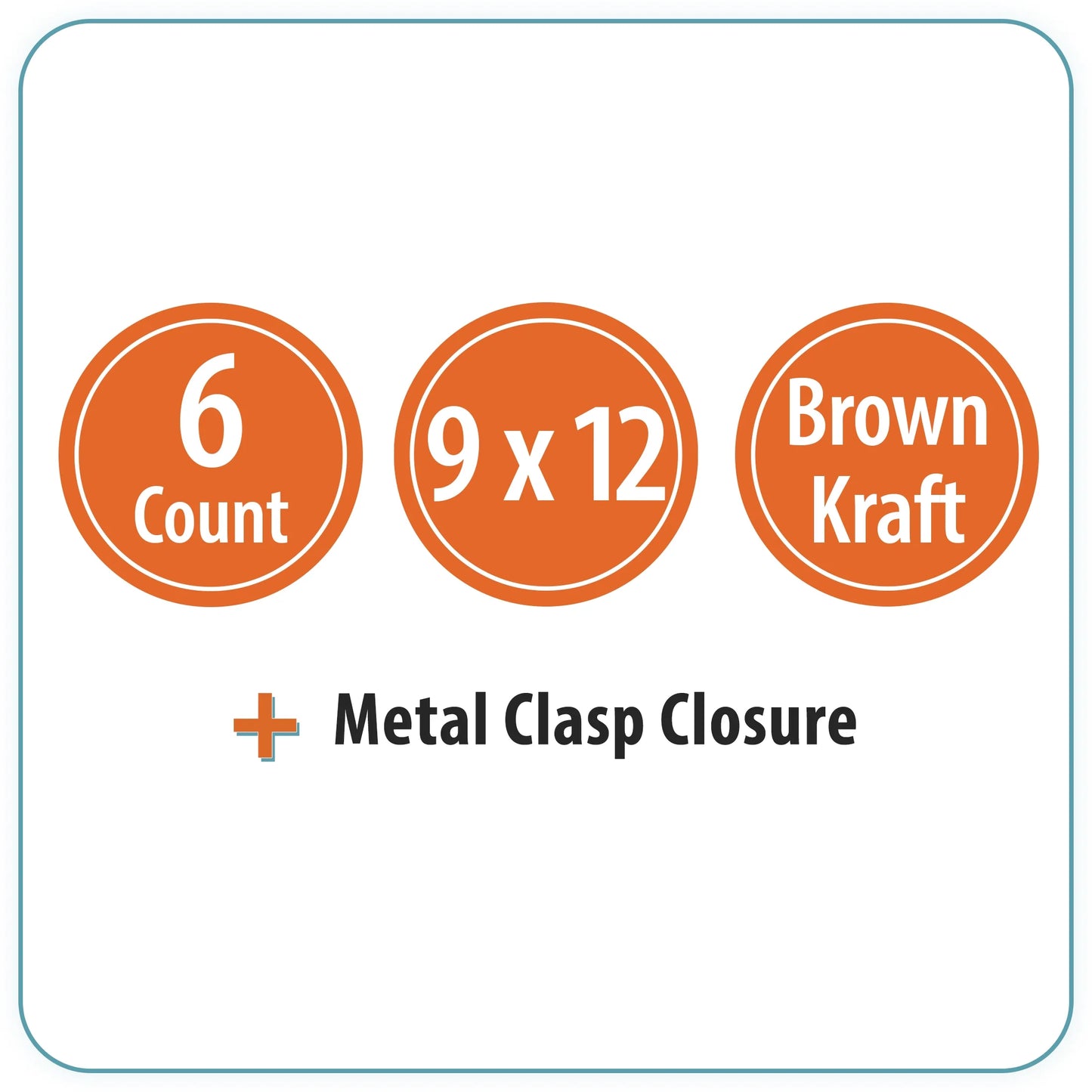 Kraft Clasp Envelopes, 9 in X 12 In, 6 Count