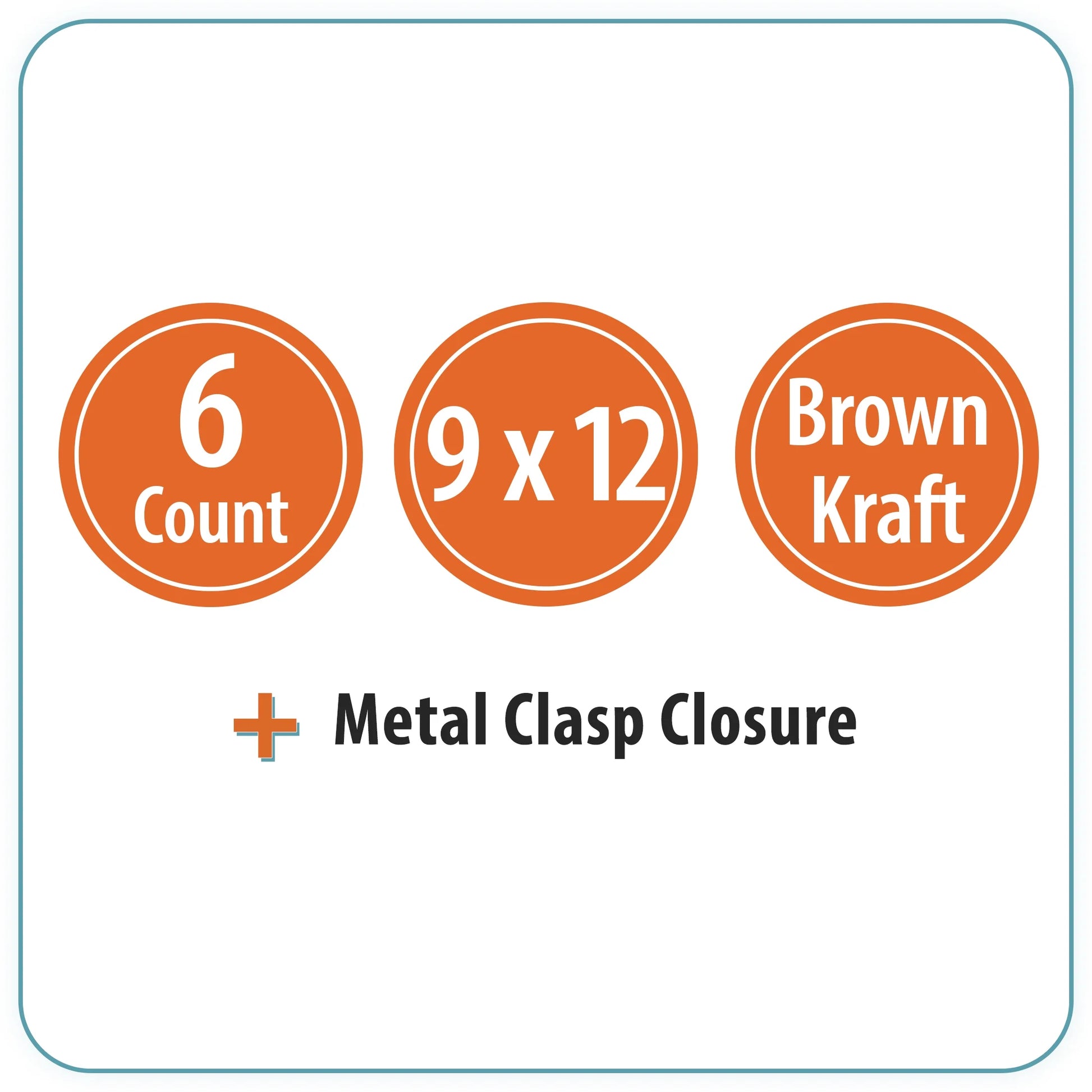 Kraft Clasp Envelopes, 9 in X 12 In, 6 Count