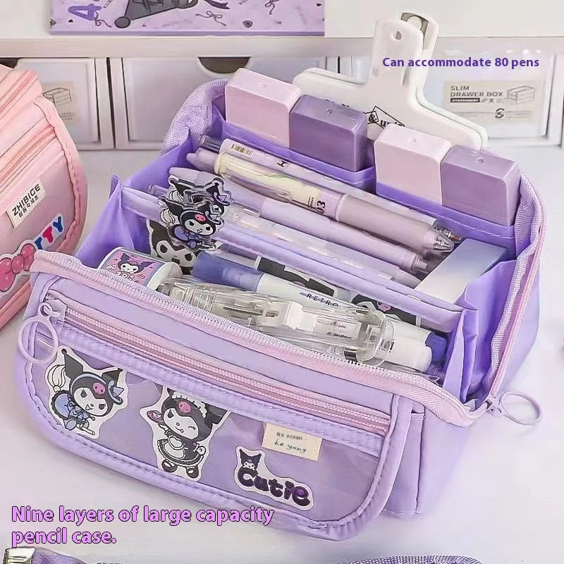 Large Capacity Pencil Case for Schoolgirls - High-Value Stationery Box, Multifunctional Stationery Bag, Ideal for School Supplie