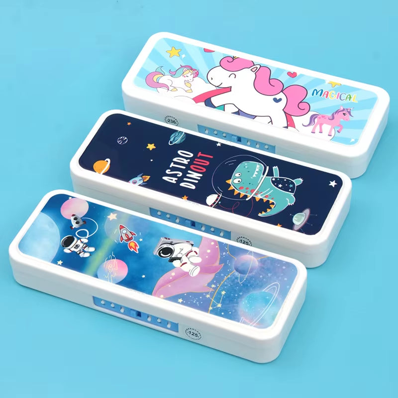 Password Lock Pencil Case Cartoon Animals Plastic Stationery Box School Pencil Cases for Children Pen Case Student Pen Box Gifts
