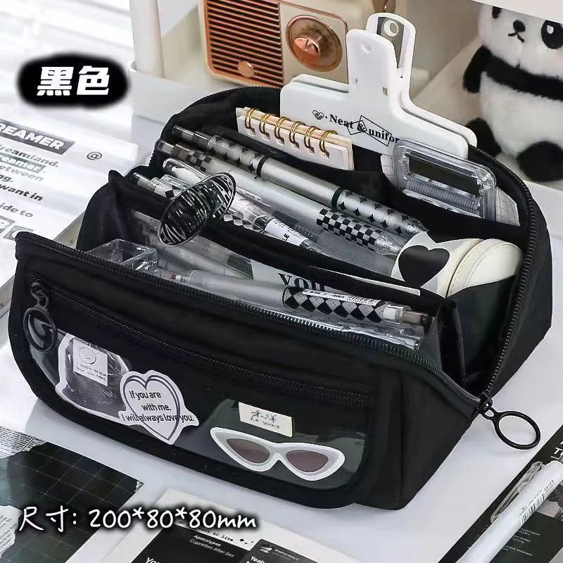 Large Capacity Pencil Case for Schoolgirls - High-Value Stationery Box, Multifunctional Stationery Bag, Ideal for School Supplie