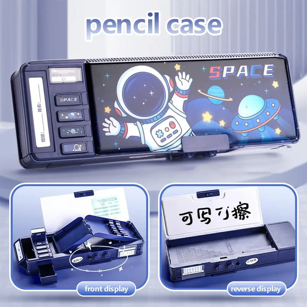 Student Multifunctional Double-Layer Stationery Box Case Pencil Student School Accessories Stationery Double-Layer Computer B7X9
