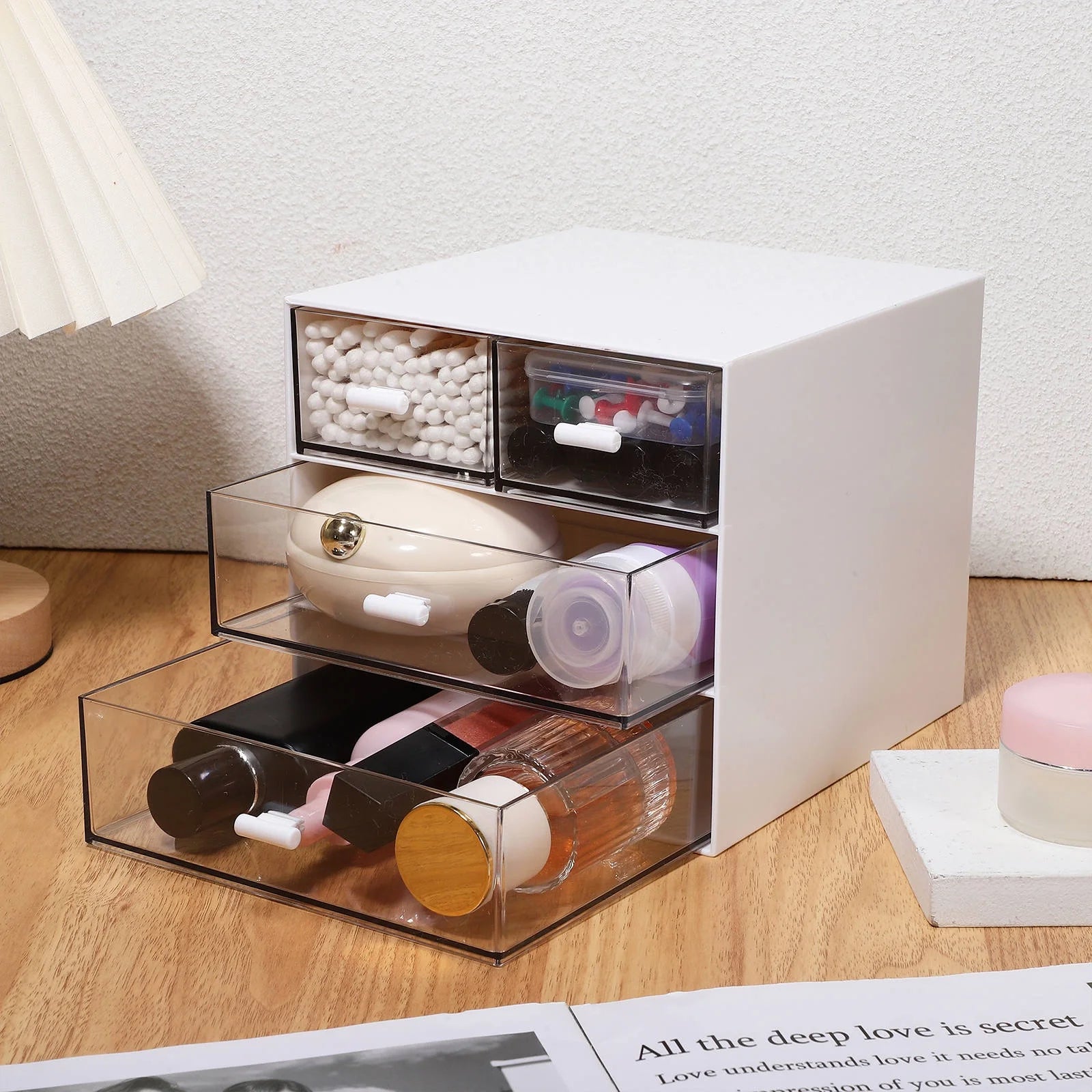 1Pcs Multi-Functional Desktop Organizer ABS Material for Desk Accessories 6.48X6.01X5.70In