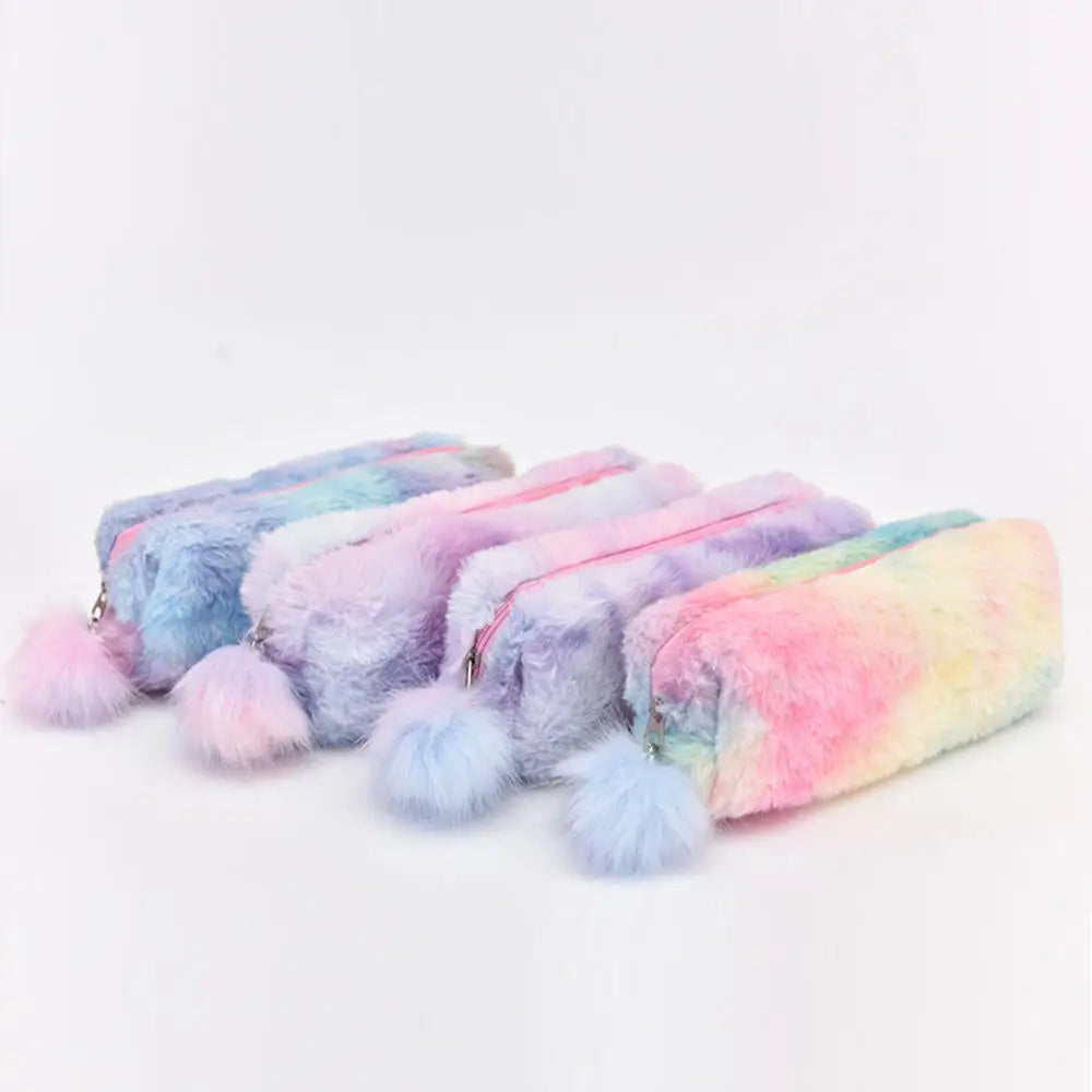 Kawaii Plush Pencil Case Cute Pen Box Large Capacity for Girls Storage Bag Student School Office Supplies Stationery