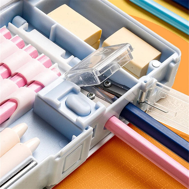 Cartoon Stationery Box with Pencil Sharpener Plastic Pencil Case School Storage Box Kid Cute Pen Case Student Pencil Box Gifts
