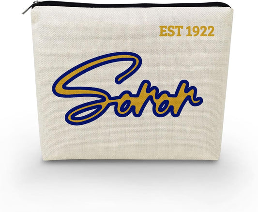 Sorority 1922 Presents Sisterhood Present Soror EST 1922 Canvas Makeup Bag Travel Toiletry Zipper Pouch Greek Sorority Present Sorority Paraphernalia Presents