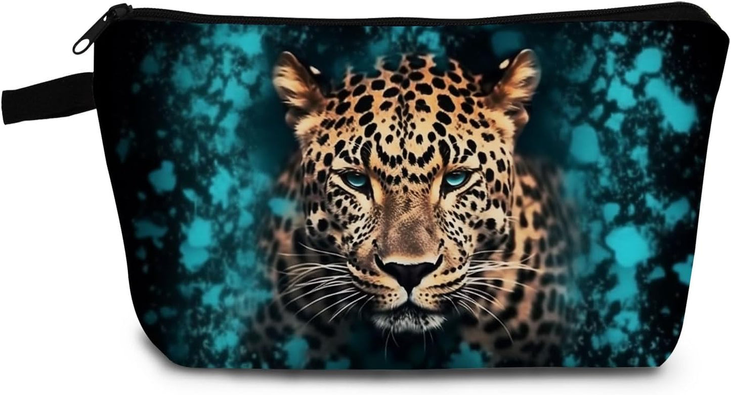 Leopard Present Cheetah Makeup Bag Cute Small Organizer Bag with Zipper Calaite Leopard Print Cosmetic Bag Birthday Presents for Cheetah Lovers Women Sisters Friends