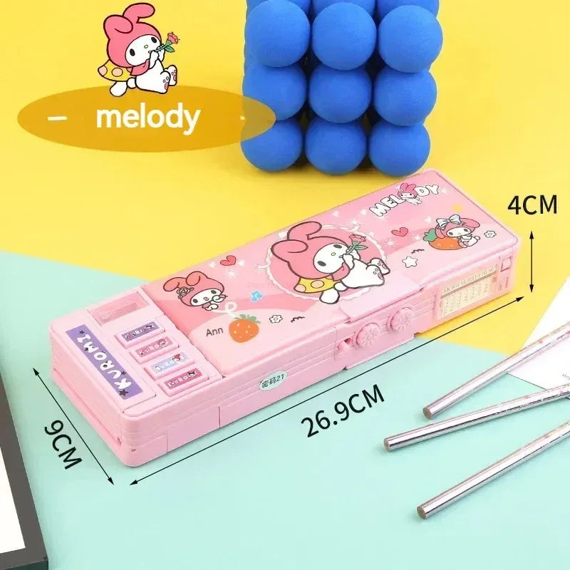 New  Stationery Box Kuromi Melody Stationery Box Password Lock Multi Functional Large Capacity Pencil Box Children'S Gift