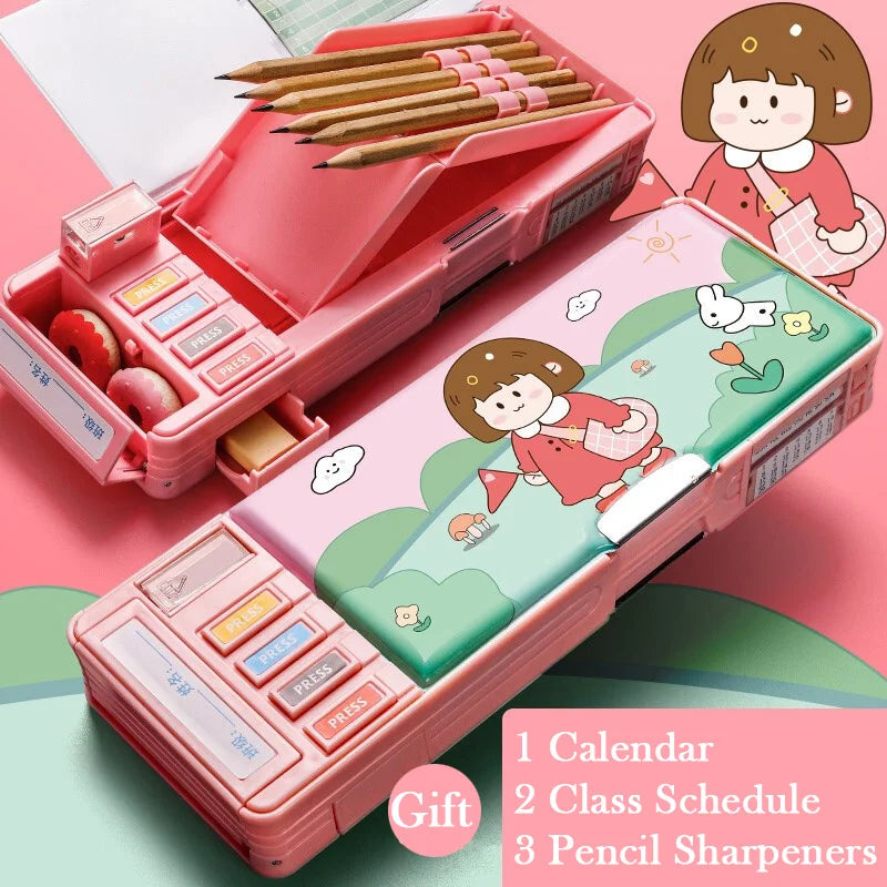 Kawaii Pencil Cases Multifunction Cute Pen Box Back to School Office Supplies for Girl Japanese Korean Storage Bag Stationery
