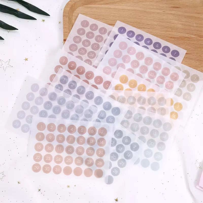 round Number Sticker 365 Daily Days Stickers for 2024 Full Year Diary Journal Supplies Planner Decorative Stationery