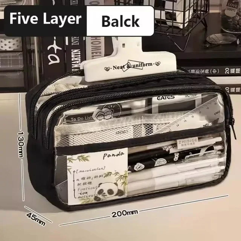 2024 New Pencil Case Layer Clear Pencil Pouch Storage Pouch for Stationery School,Office,Organizer Cosmetics Korean Stationery