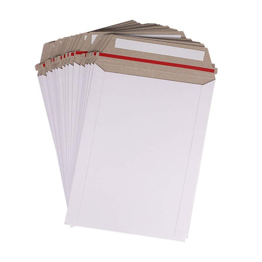 100 Pack 6X8 Inch Self Seal Photo Document Mailers Stay Flat White Cardboard ...