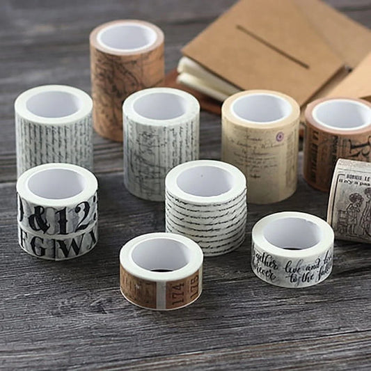 1 Roll Vintage Washi Tape - Antique Gothic Masking Tapes, Decorative for Scrapbooking Supplies, Bullet Journals, Planners, DIY Crafts, Gift Wrapping