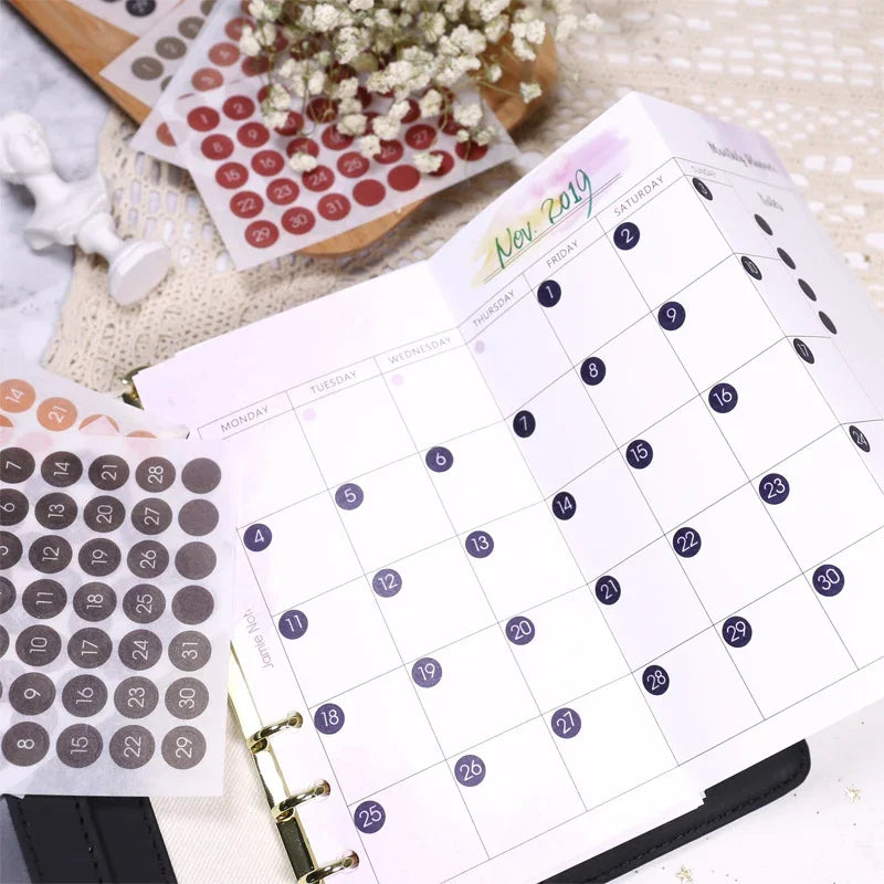 round Number Sticker 365 Daily Days Stickers for 2024 Full Year Diary Journal Supplies Planner Decorative Stationery