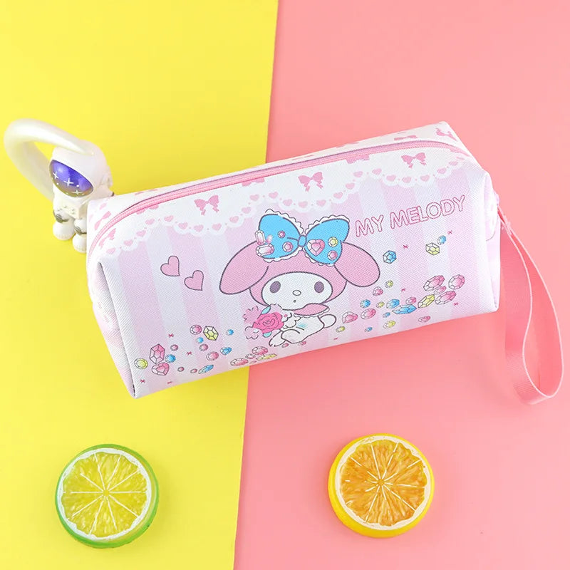 Pencil Case Cinnamoroll Kuromi Melody Stationery Bag PU Waterproof Pencils Bag Student Pencil Stationery