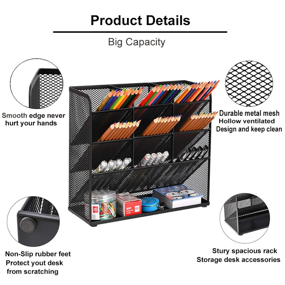Desk Pen Organizer，Office Desktop Organizer Collection， Multi-Functional Pen Holder, 1 Pack