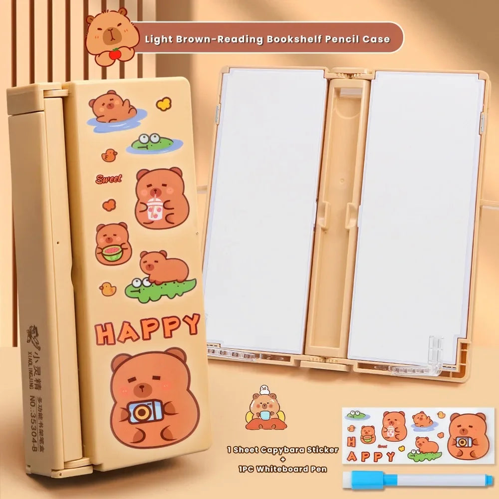 Multifunctional Capibara Pencil Case Large Capacity Password Lock Stationery Box Double Layer High-Tech Pen Box NO Stationery