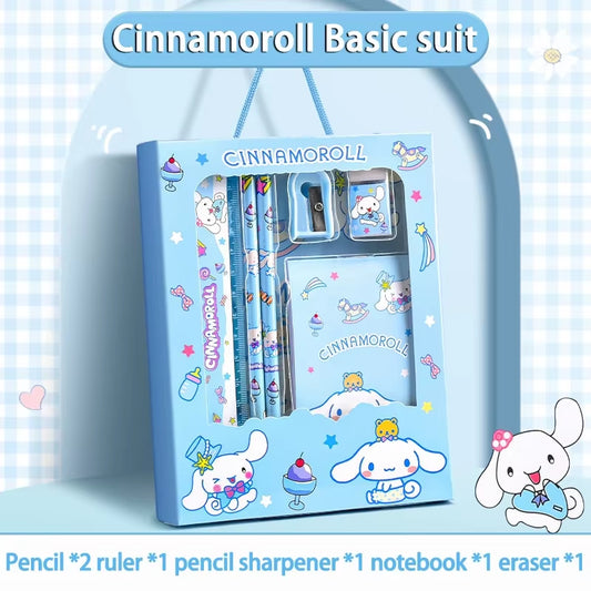 Sanrio Kuromi Stationery Set Cinnamoroll Melody Pencil Eraser Learning Gifts Box Cartoon Stationery Children Term Begins Gifts
