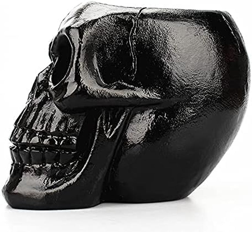 Skull Resin Storage Box Tube Creative All Hallows' Day Skull Head Figurine Skeleton Statue Jewellery Pot Container Pen Holder Black