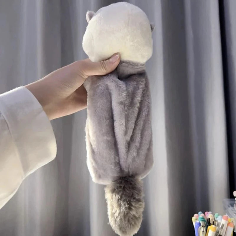 Cartoon Soft Pencil Pouch Pen Bag Makeup Pouch Plush Sea Otter Pencil Case Portable Pen Marker Holder School Supplies