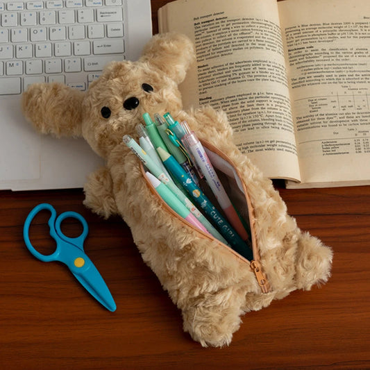 Cartoon Soft Pencil Pouch Pen Bag Makeup Pouch Plush Sea Otter Pencil Case Portable Pen Marker Holder School Supplies