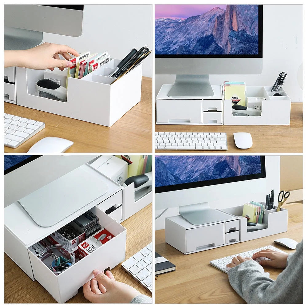 Monitor Computer Stand Screen Desk Stand Elevator Riser Rack Elevated Platform Supportdesktop Drawers Riser Organizer