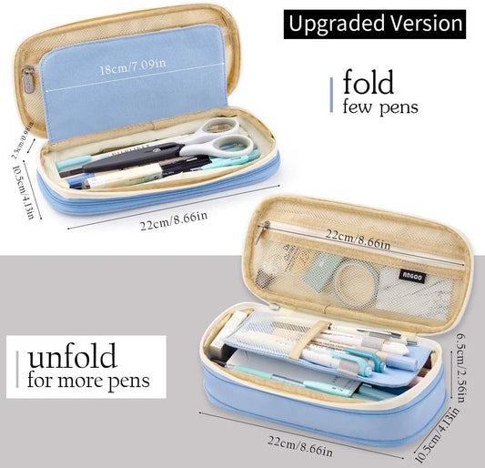 Large Capacity Pencil Case, Light Blue