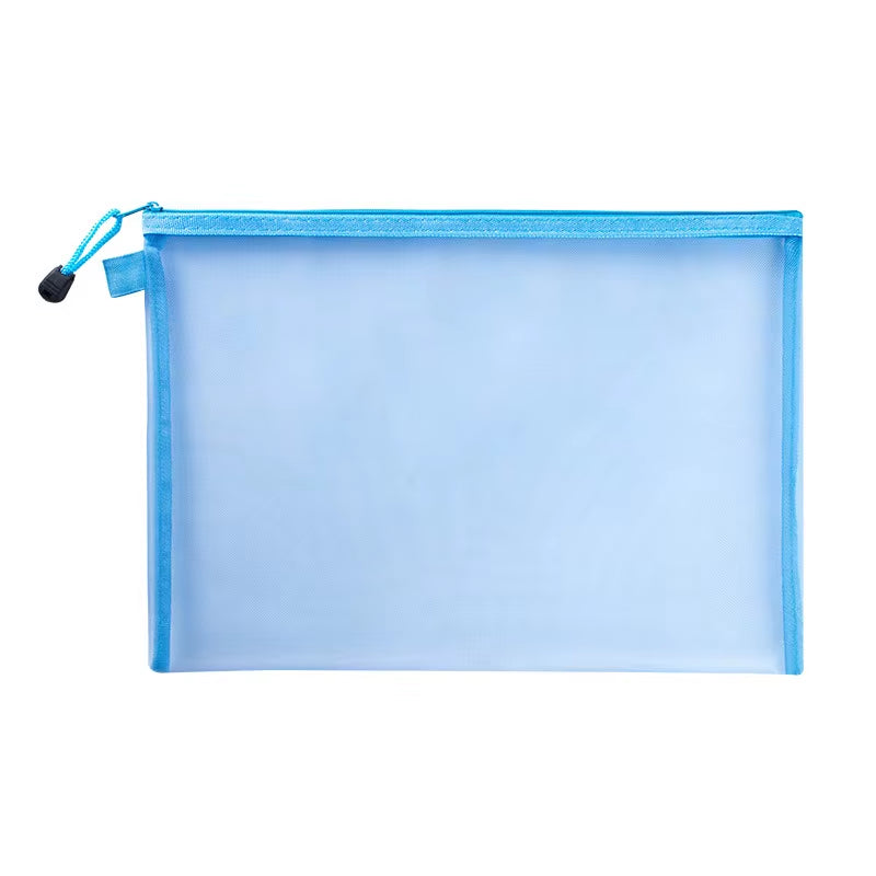 Nylon Mesh File Bag A4 A5 A6 Transparent Zipper Test Paper Information Bag Office Student Pen Bag Subject Bag Puzzle Storage Bag