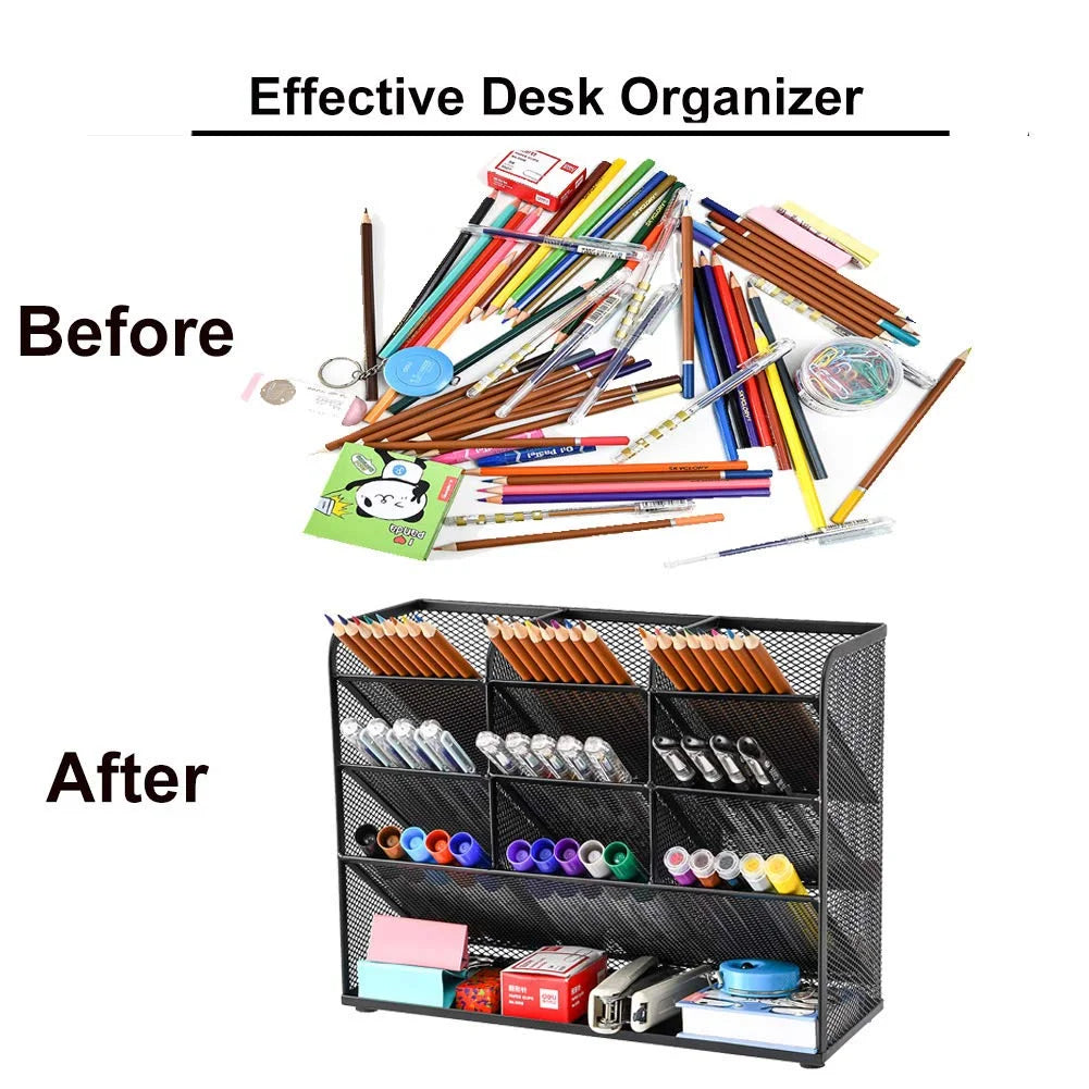 Desk Pen Organizer，Office Desktop Organizer Collection， Multi-Functional Pen Holder, 1 Pack