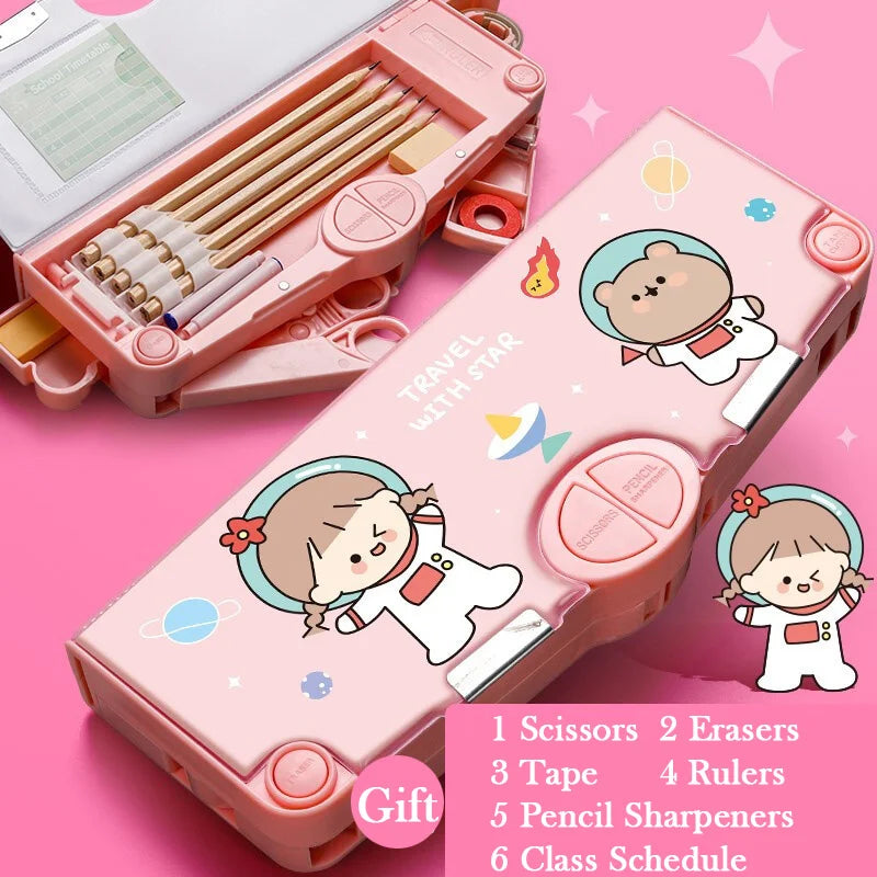 Kawaii Pencil Cases Multifunction Cute Pen Box Back to School Office Supplies for Girl Japanese Korean Storage Bag Stationery