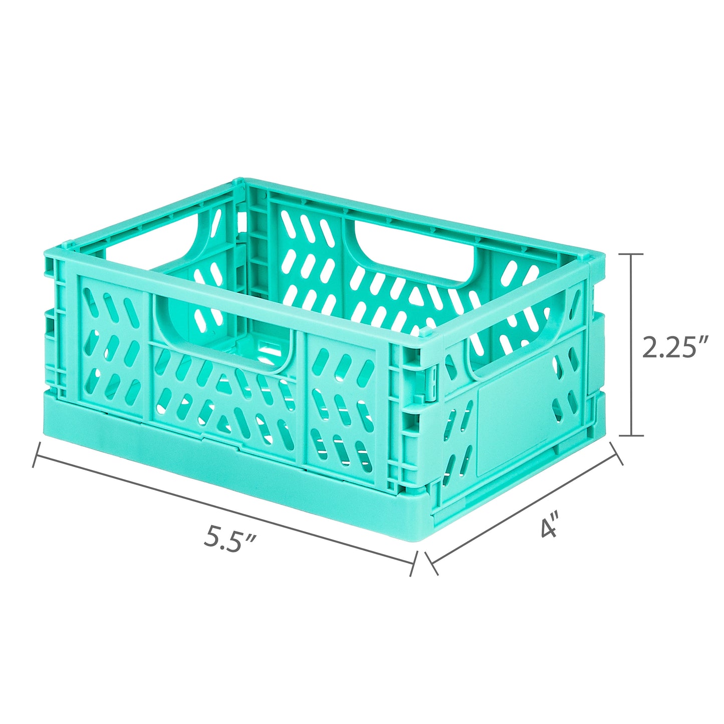 Mini Collapsible Crate, 5.51" X 4.13" X 2.28", Assorted Blue Colors, 3 Count per Pack, Plastic Materials