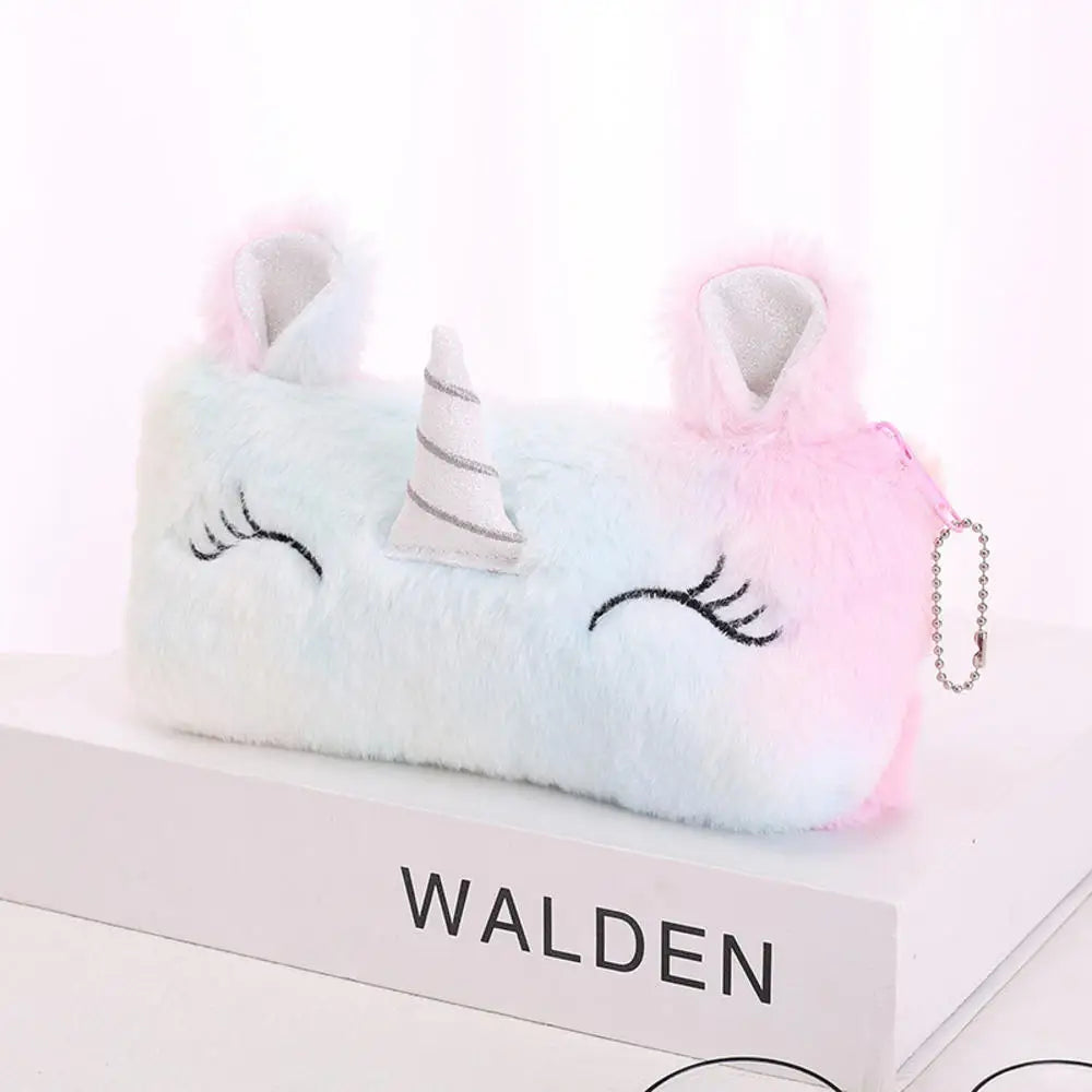 Kawaii Plush Pencil Case Cute Pen Box Large Capacity for Girls Storage Bag Student School Office Supplies Stationery