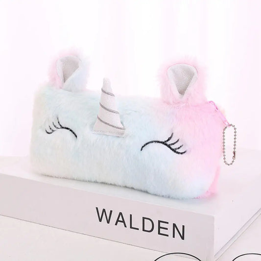 Kawaii Plush Pencil Case Cute Pen Box Large Capacity for Girls Storage Bag Student School Office Supplies Stationery