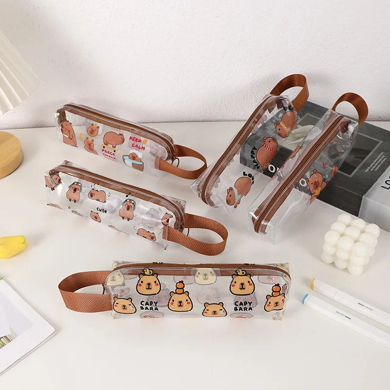 1 Animal Pattern Transparent Pencil Case, Beautiful and Cute Large-Capacity Study Stationery Storage Bag,Fashion Stationery Gift