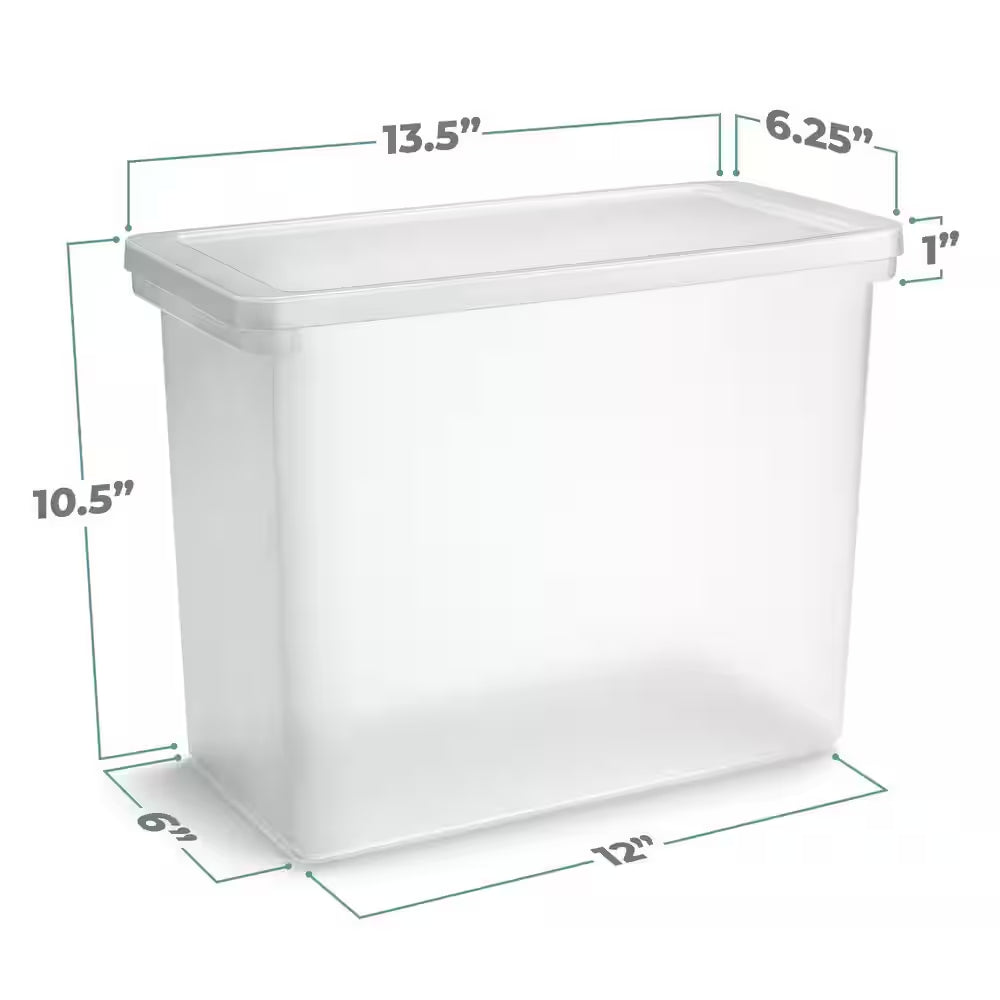 Stationery File Box, Office Storage Organizer W/Lid, Frosted White 13.3 In. X 10.3 In. Plastic Desk Organizer, 1-Piece