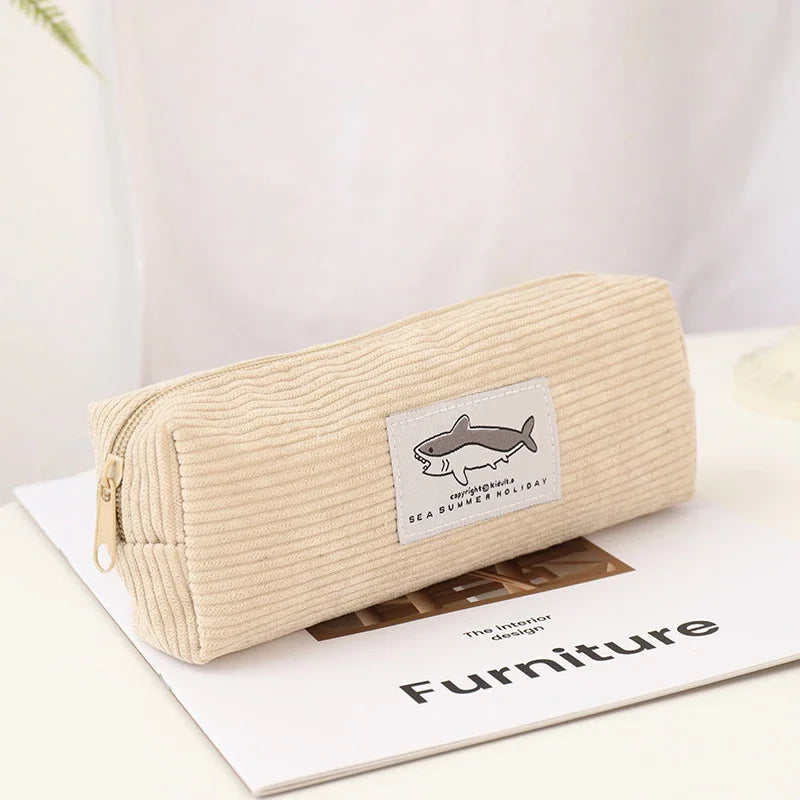 Cute Shark Pencil Case Embroidery Pen Bag Back to School Supplies Stationery Items for Girls Kids Desk Cute Accessories Gift