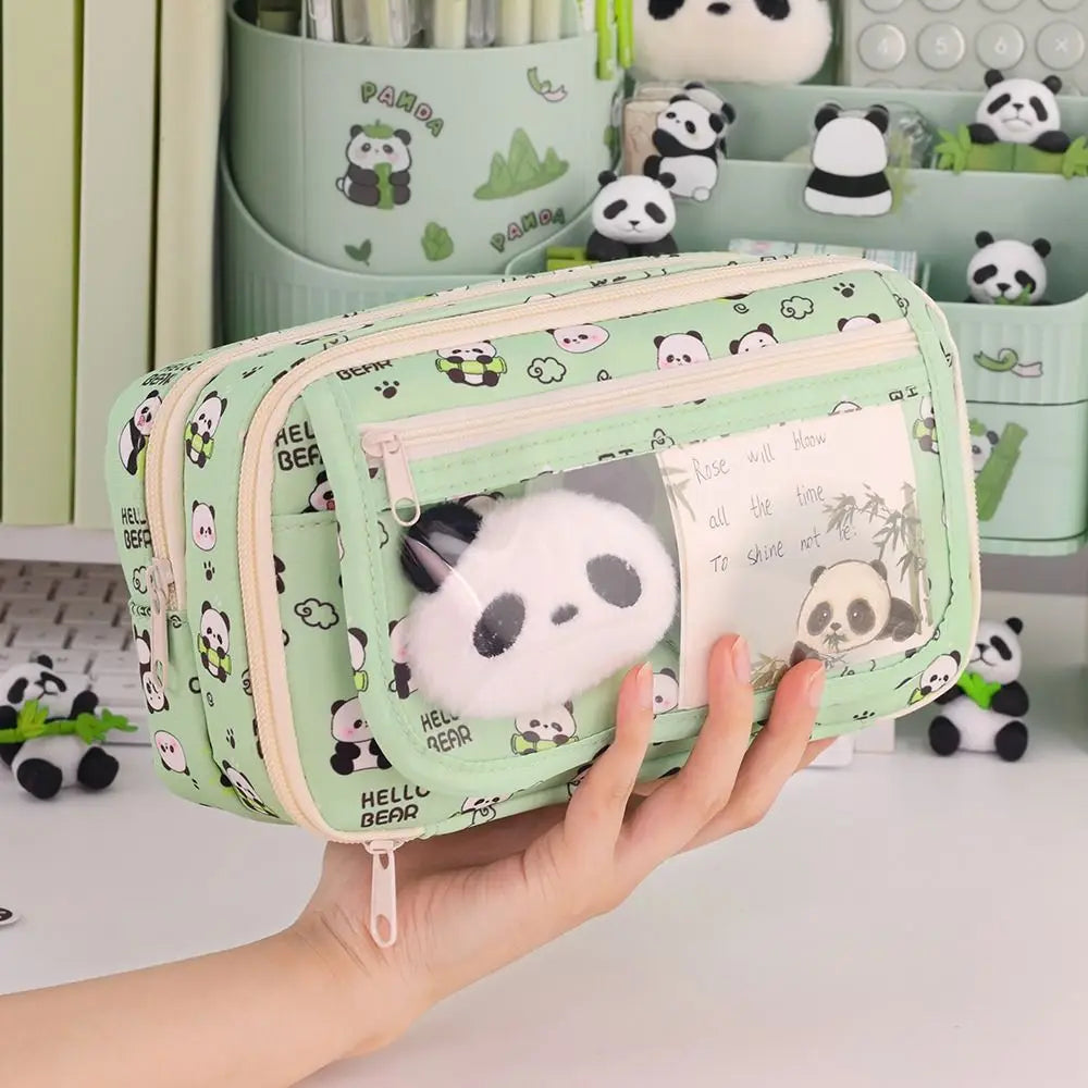 Multi Functional Capybara/Panda Pen Bag Large Capacity Nine-Layer Pencil Case Dirt-Proof Stationery Bag School Office